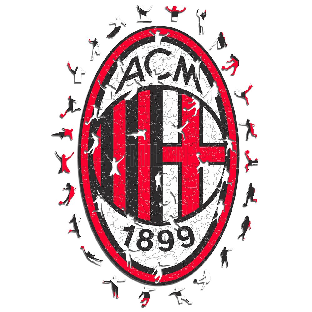 Iconic Puzzles - Official AC Milan Logo Puzzle, for Adults and Children, 100% Sustainable Wood, Size S, 150 Pieces