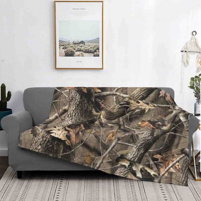 Jungle Camouflage Flannel Bedspread, Super-Soft Throw for Bed or Couch, Queen/King Size
