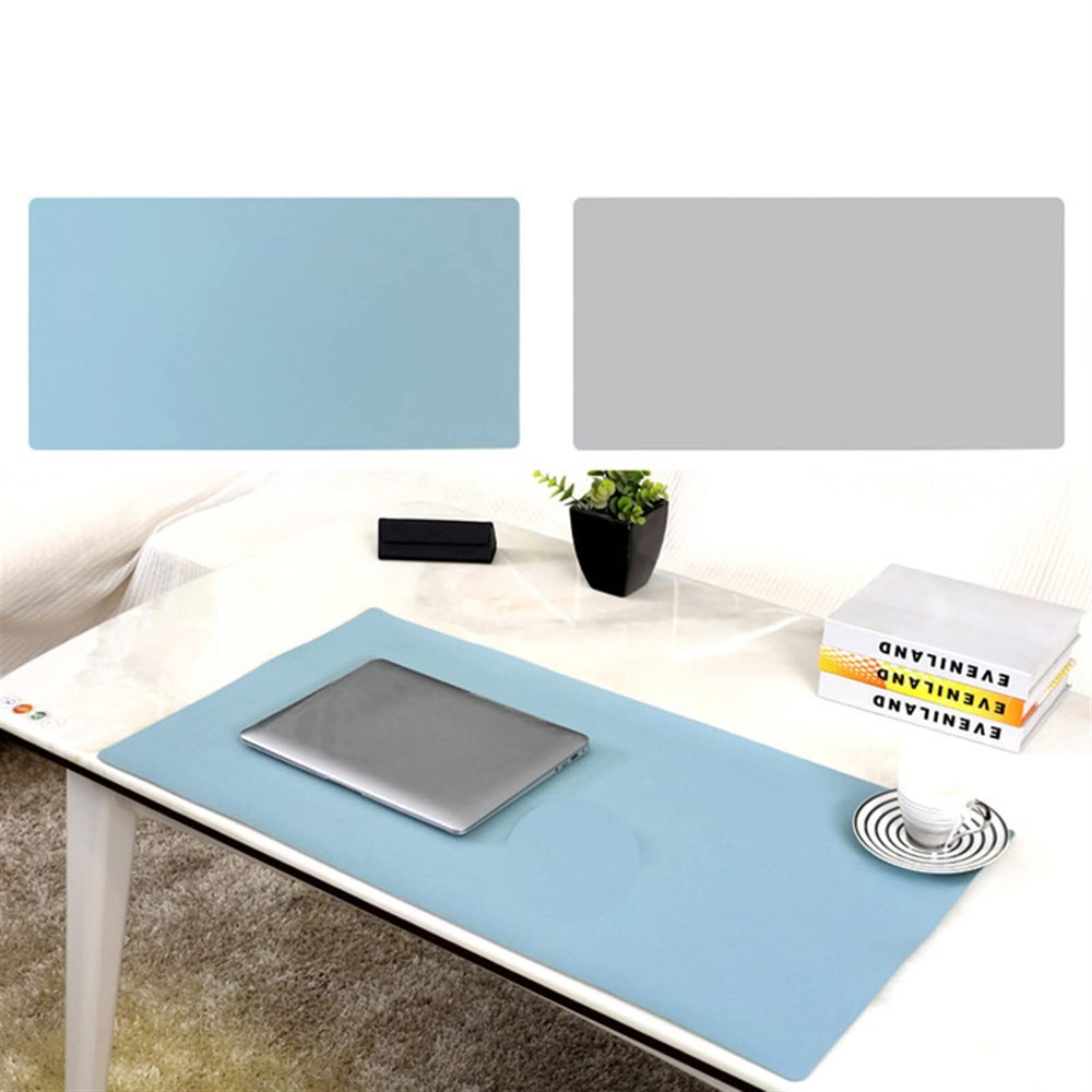 Lifup Waterproof PU Leather Desk Mat, Non-Slip Mouse Pad, Blue/Silver, 80 x 50 cm