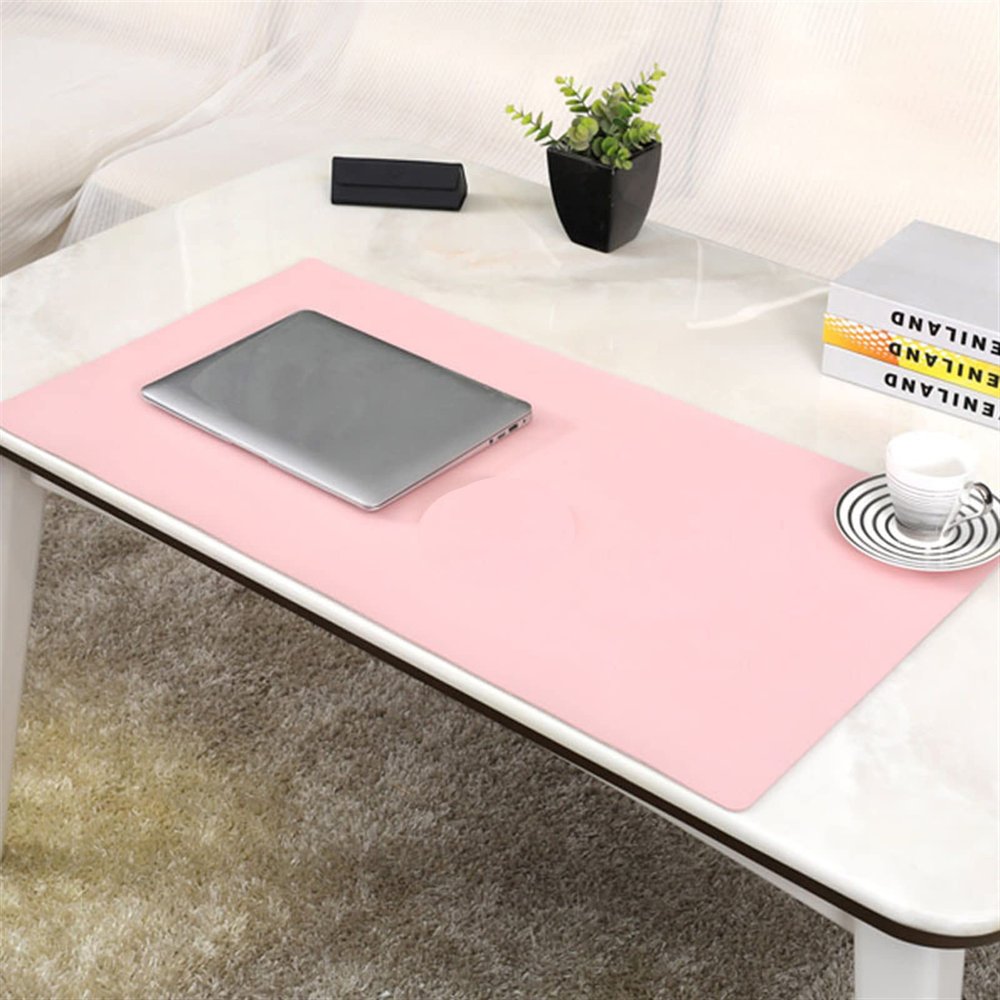 Lifup Waterproof PU Leather Desk Mat, Non-Slip Mouse Pad, Pink, 140 x 45 cm