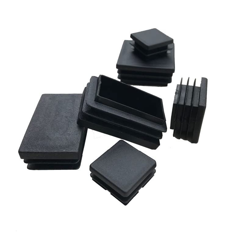Xuulan Waterproof Square Plastic End Caps, Black, 4-Pack, 60 x 60 mm