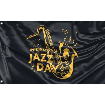 International Jazz Day Flag, Unique Design, Made in the EU (90 x 150 cm)