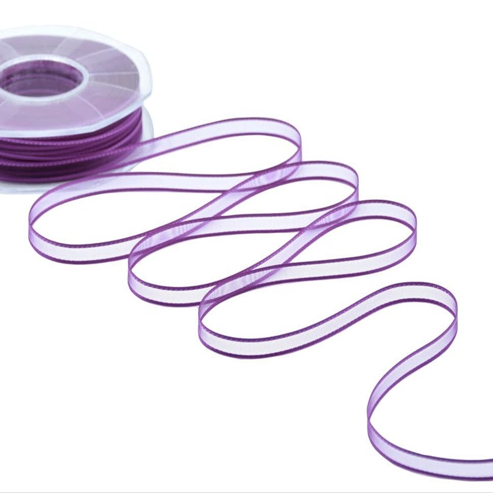 Furlanis Edge-Trimmed Veil Ribbon, Dark Mauve, 6 mm x 50 m