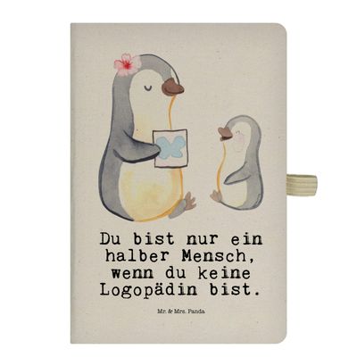 Mr. & Mrs. Panda DIN A5 Cotton Notebook, Speech Therapist with Heart