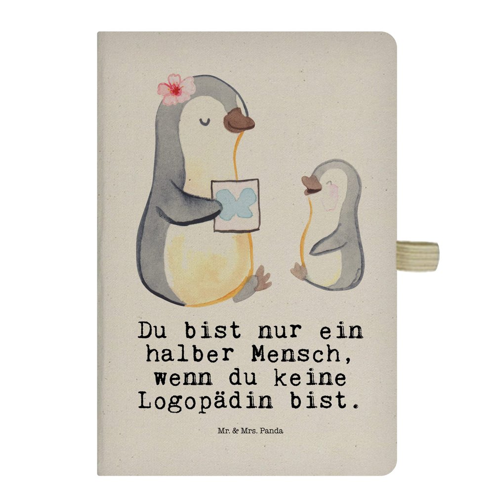 Mr. & Mrs. Panda DIN A5 Cotton Notebook, Speech Therapist with Heart