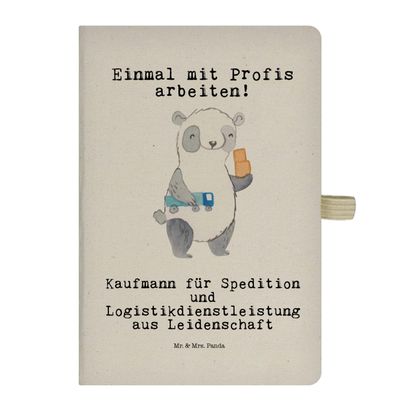 Mr. & Mrs. Panda DIN A5 Cotton Notebook for a Logistics Professional with Passion