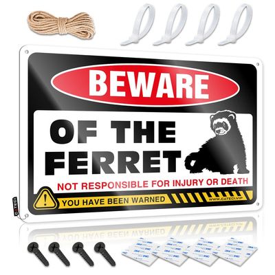 Safety Signs & Signals Beware of Ferrets Metal Sign Stuff for Your Room Man Cave Stuff (Size: 20 x 30 cm)