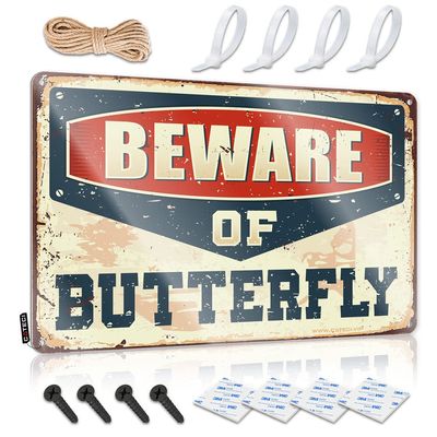 Protected by the 2nd Amendment Metal Sign, Beware of Butterfly, We Don’t Call 911, 20 x 30 cm