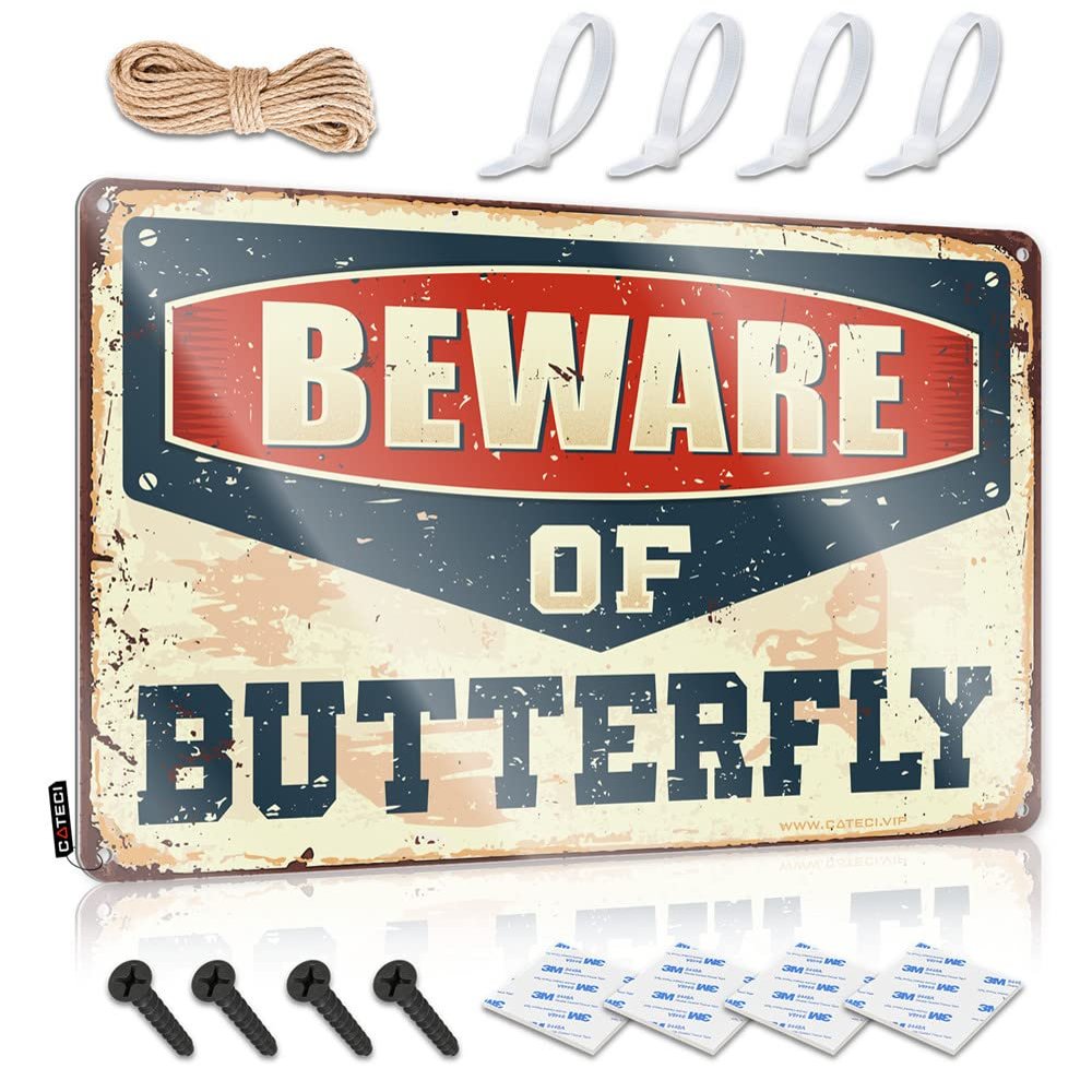 Protected by the 2nd Amendment Metal Sign, Beware of Butterfly, We Don’t Call 911, 20 x 30 cm