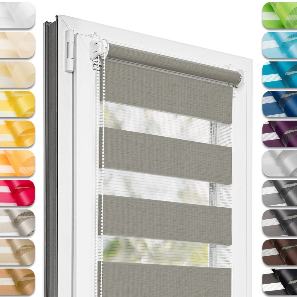 Estika Klemmfix Double Roller Blind, No Drilling, 40 x 120 cm, Dark Flax