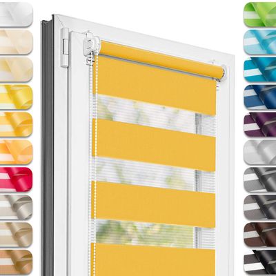 Estika Day & Night Double Roller Blind, No-Drill Clamp Mount, 60 x 150 cm, Sunny