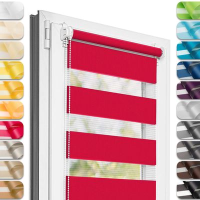 Estika Duo Roller Blind, No Drilling, 30 x 220 cm, Raspberry Mousse, Opaque