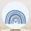 SDOTPMT 1 m Baby Boho Rainbow Round Blue Photography Backdrop for Boy Birthdays and Gender Reveals view 1