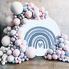 SDOTPMT 1 m Baby Boho Rainbow Round Blue Photography Backdrop for Boy Birthdays and Gender Reveals view 2