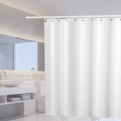 YTITILUCK Pure White Shower Curtain, Solid-Color Polyester, Waterproof, Extra Long, 95 x 230 cm (W x L)