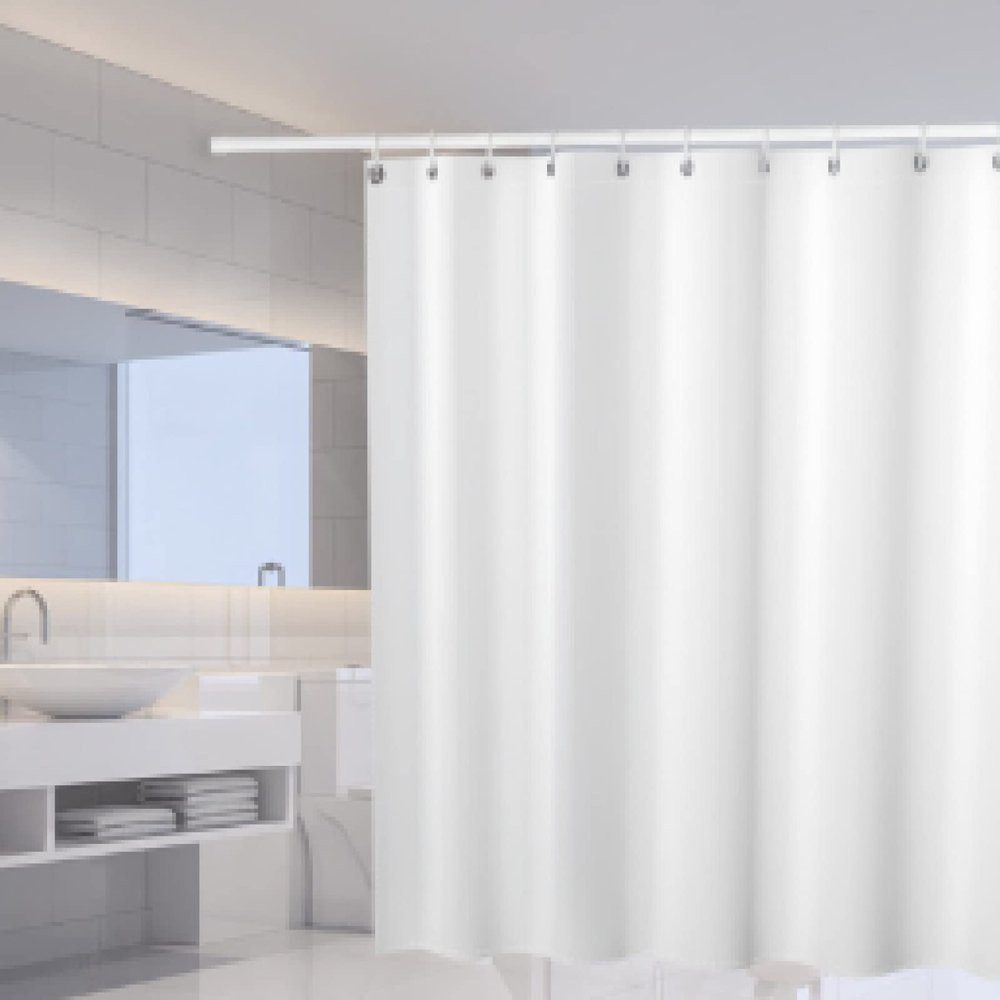 YTITILUCK Pure White Shower Curtain, Solid-Color Polyester, Waterproof, Extra Long, 95 x 230 cm (W x L)
