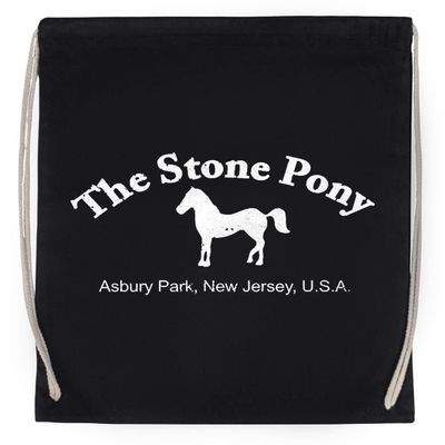 The Stone Pony Black Cotton Drawstring Sports Bag