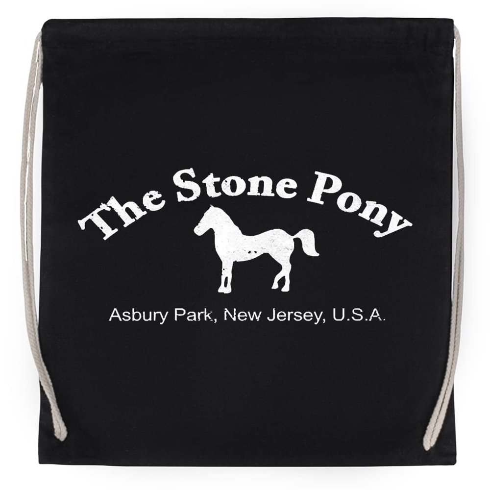 The Stone Pony Black Cotton Drawstring Sports Bag