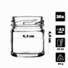 KADAX 20-Piece Set of 40 ml Mini Canning Jars TO43, Without Lids – Spice, Sample & Jam Jars | Airtight & Dishwasher-Safe view 2