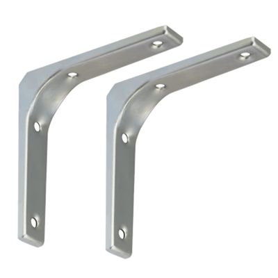 BRESKO Steel Shelf Brackets, Wall-Mount Angle Brackets, Silver, 100 x 100 mm