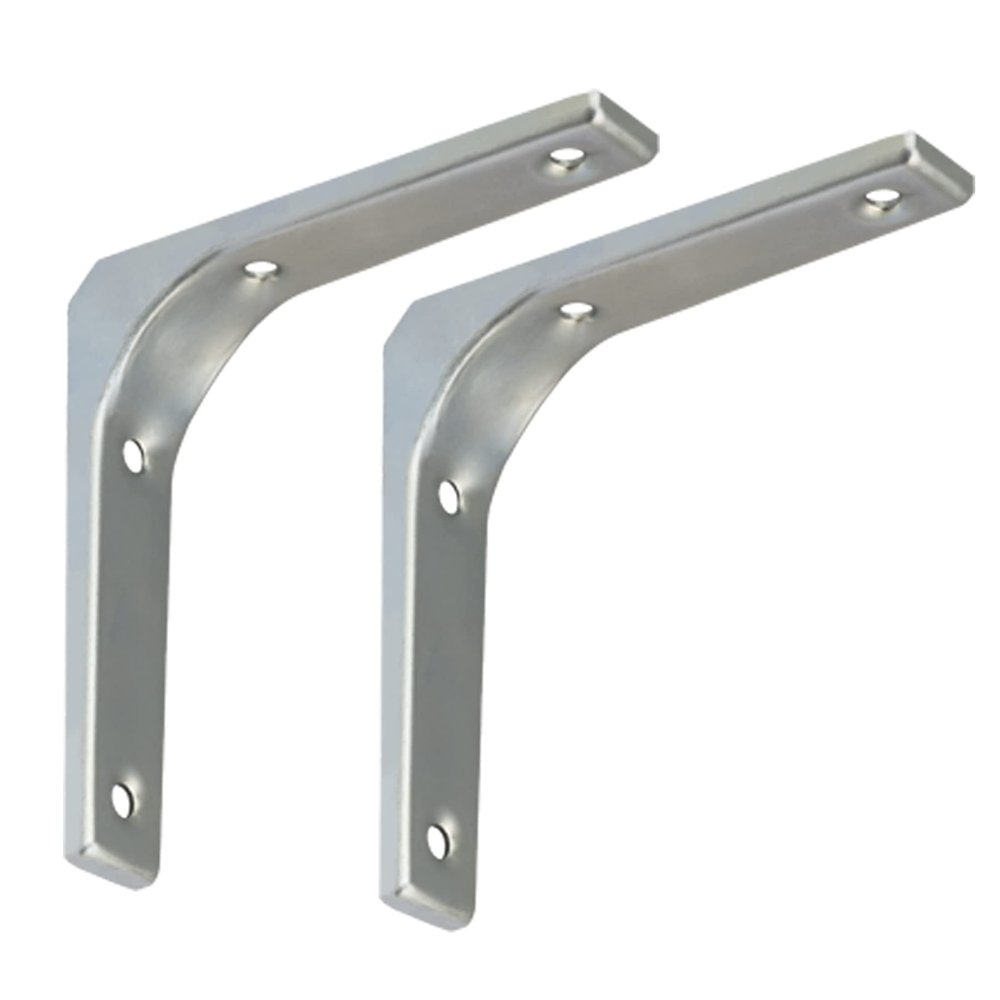 BRESKO Steel Shelf Brackets, Wall-Mount Angle Brackets, Silver, 100 x 100 mm