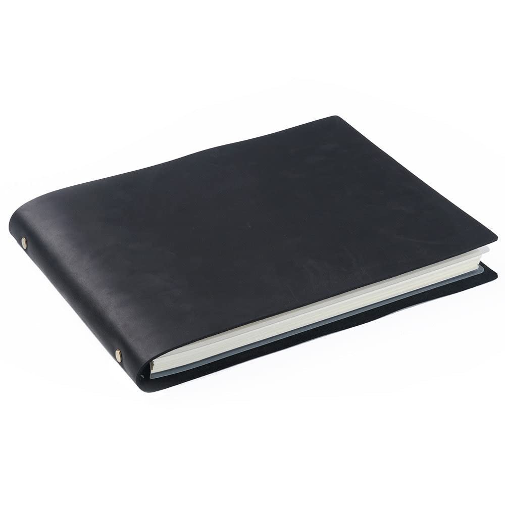 A4 Ring-Bound Horizontal Notebook, Retro Sketchbook, Business Notebook, Black, 4-Pack