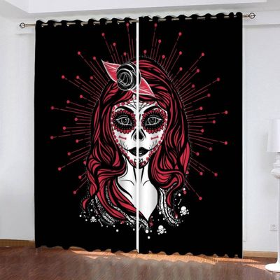 Lolosale Sugar Skull Blackout Curtains, 280 x 260 cm, Bohemian 2-Piece Set