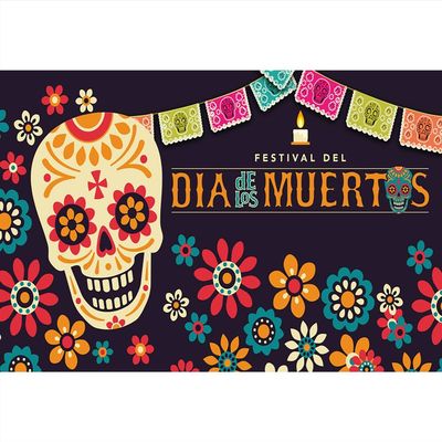 Aoihrraan 7 x 5 ft Day of the Dead Sugar Skull Photo Backdrop