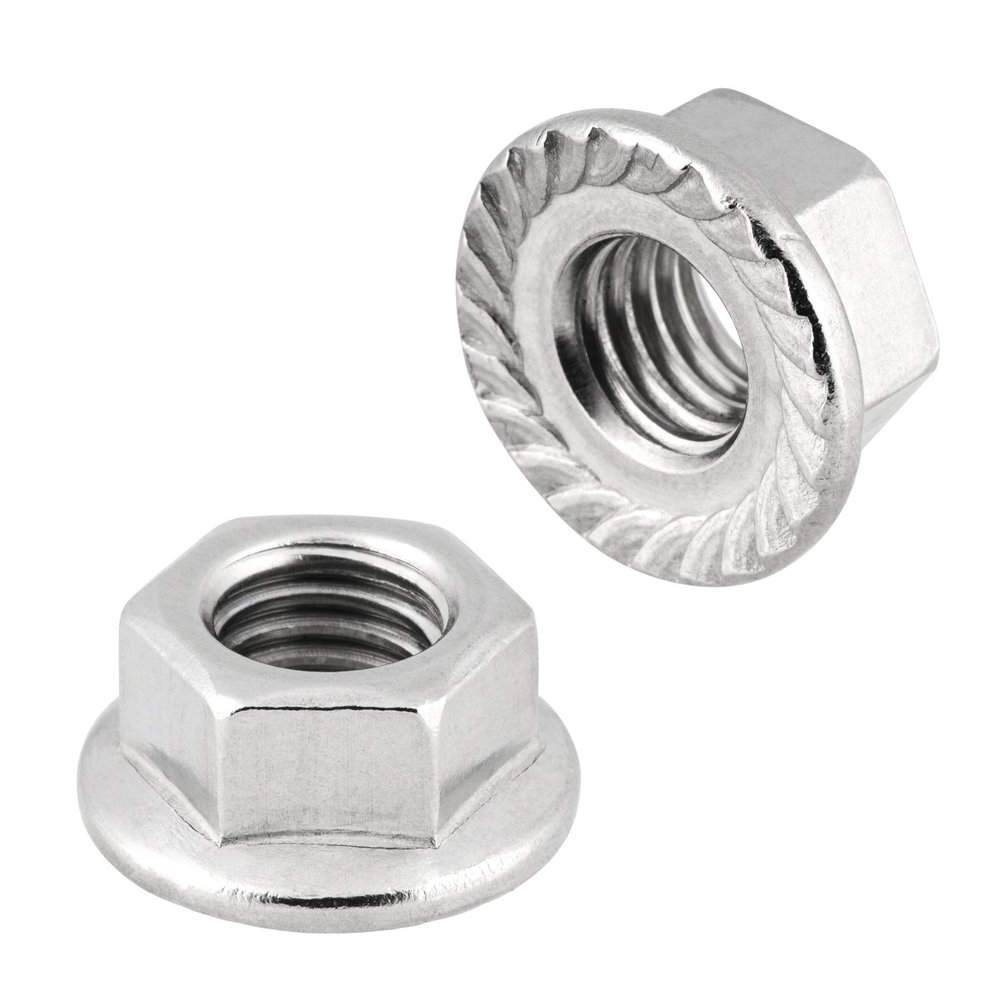 DIN 6923 M12 Serrated Flange Nuts, A2 Stainless Steel, 50 pcs