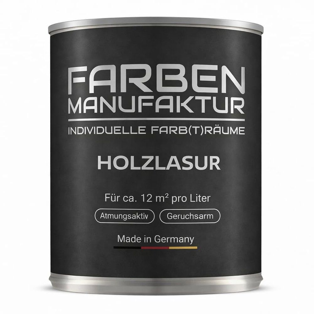 Farben Manufaktur Wood Stain, Translucent Wood Protection Coating, RAL 1 L, Approx. RAL 8000 Green-Brown