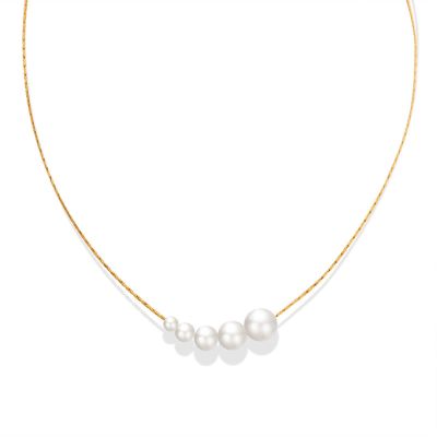 Women's Pearl Necklace with 18K Gold-Plated Titanium Steel Chain