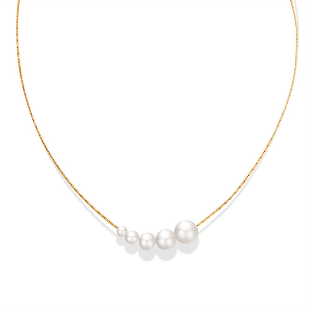 Women's Pearl Necklace with 18K Gold-Plated Titanium Steel Chain