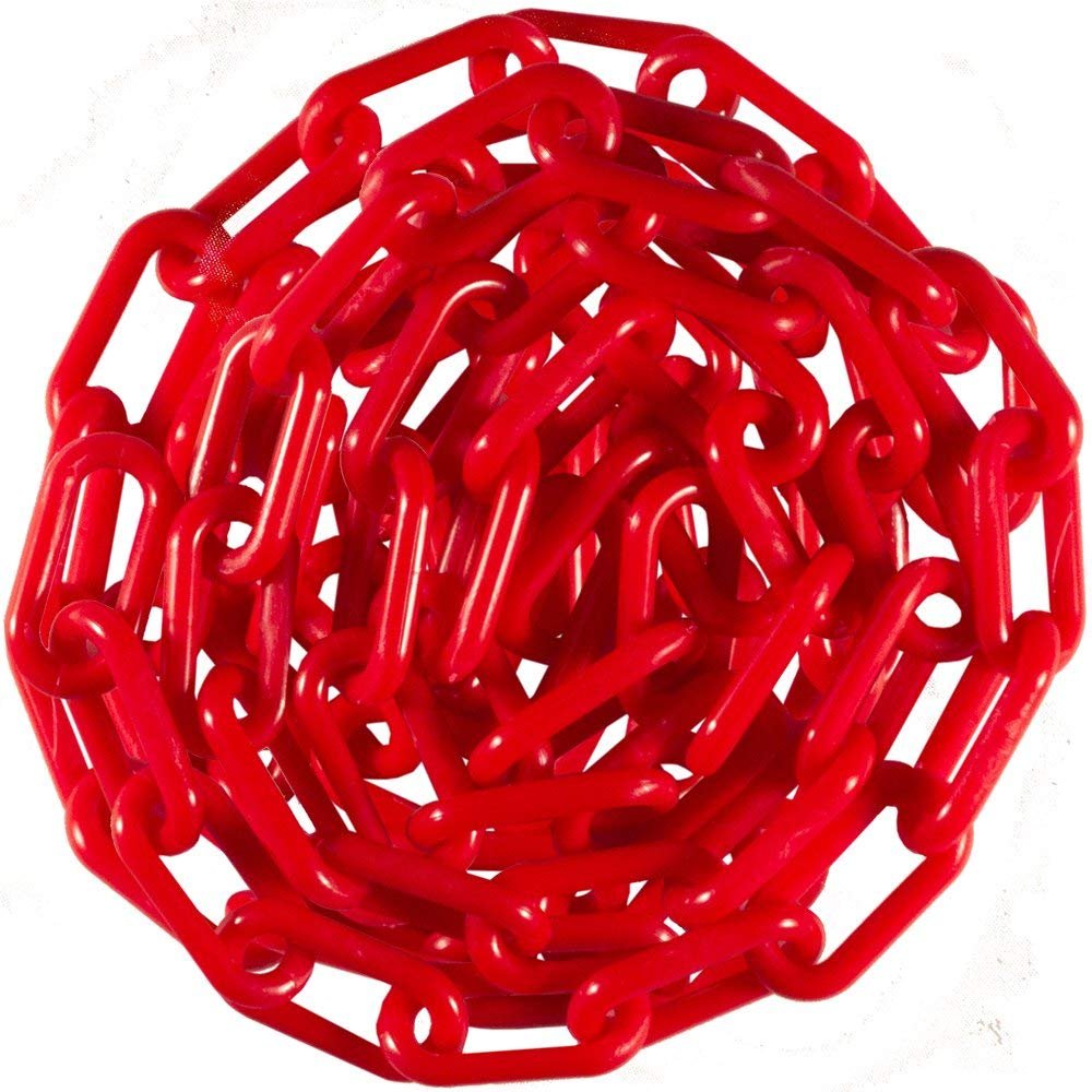 1-Pc. Plastic Chain, 6 mm × 10 m Warning or Signal Chain for Highway Maintenance, Parking Lots and Hazardous Areas, Red