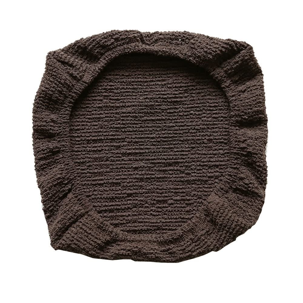 Square Piano Stool Cover with Decorative Lace, Brown, 1 Piece