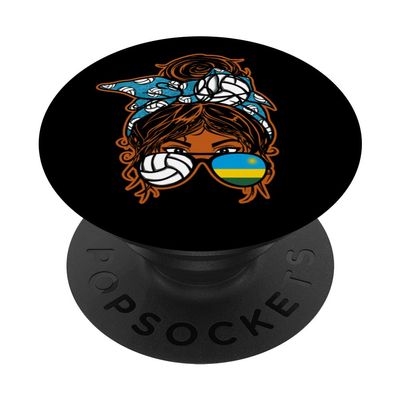 Rwanda Volleyball Fan, Brown-Skinned Girl with Messy Hair, PopSockets PopGrip