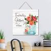“Family Gathers Here” Floral Mason Jar Wooden Wall Sign, 30.5 x 30.5 cm view 4