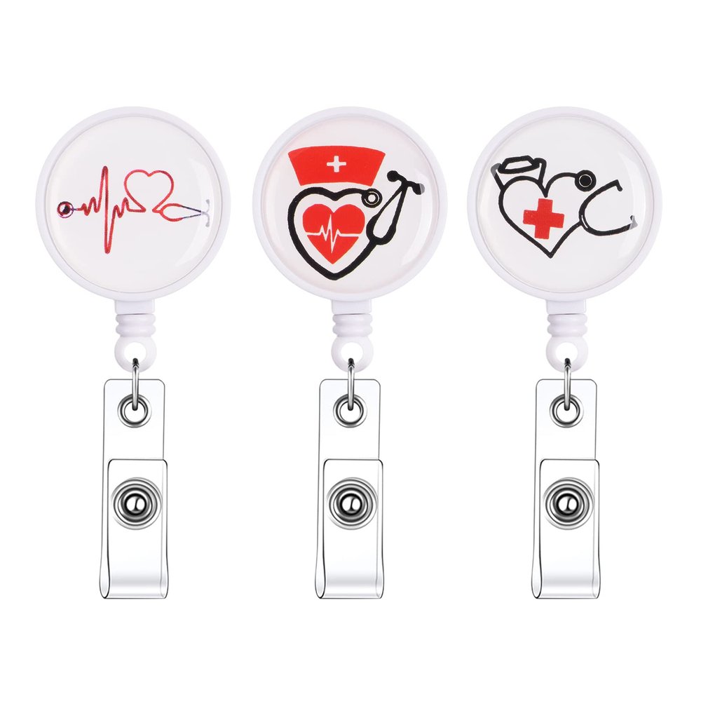 Vicloon Nurse Badge Holders, 3-Pack Retractable Keychains