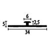PROVISTON Edge Trim Profile, 34 x 2.5 x 2700 mm, Anodized Aluminum, Silver, Smooth, Offset Countersunk Drilled view 2