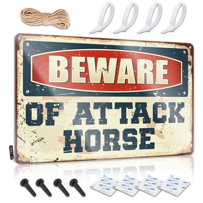CakJuice Dad Metal Sign for Home Decor, Beware of Attack Horse, Bar Sign, Small Sign (20 x 30 cm)