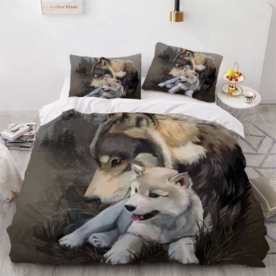 XPINGO Wolf Kids' Bedding Set, 4-Piece, 135 x 200 cm