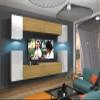 Furnitech Modern Living Room Wall Unit with Shelves & TV Cabinet, No LED (Rodos AN43-17WD-HGM53 1A) view 1