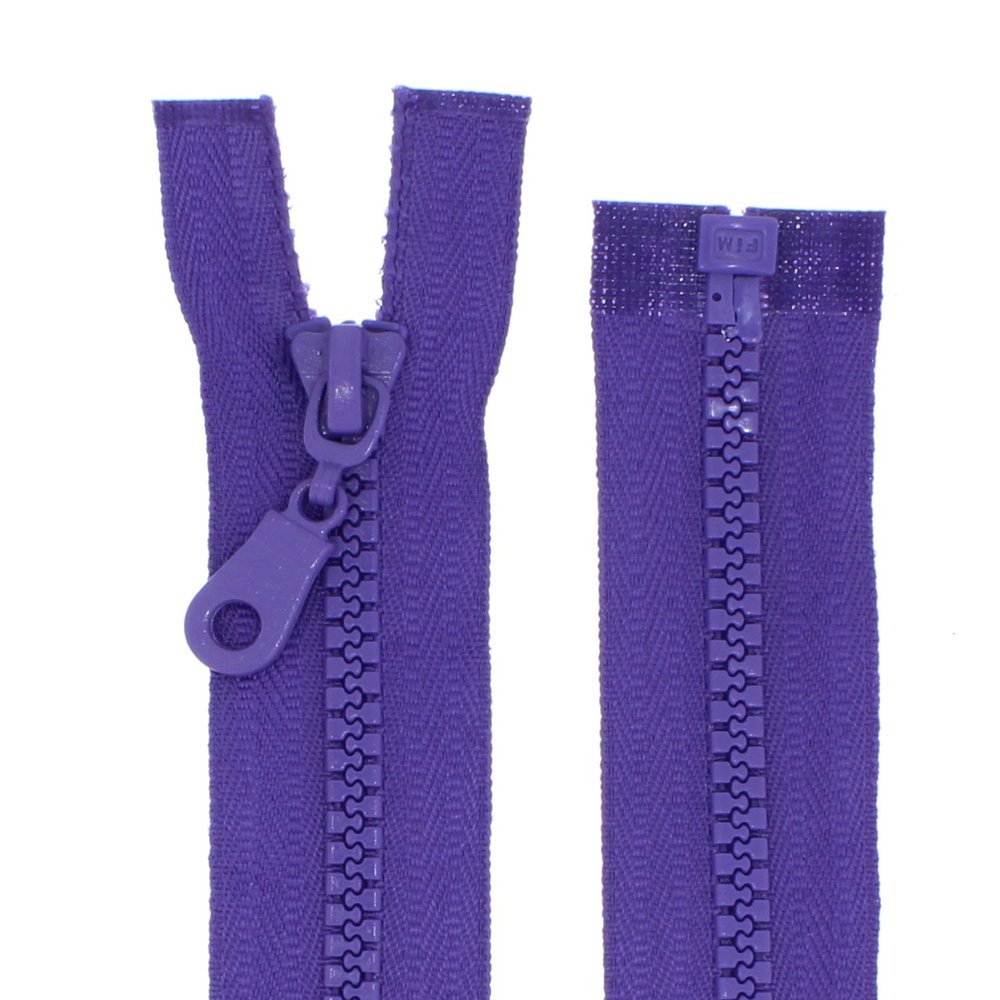 Plastic Zipper, Chunky 5 mm, Separating, 85 cm, Purple