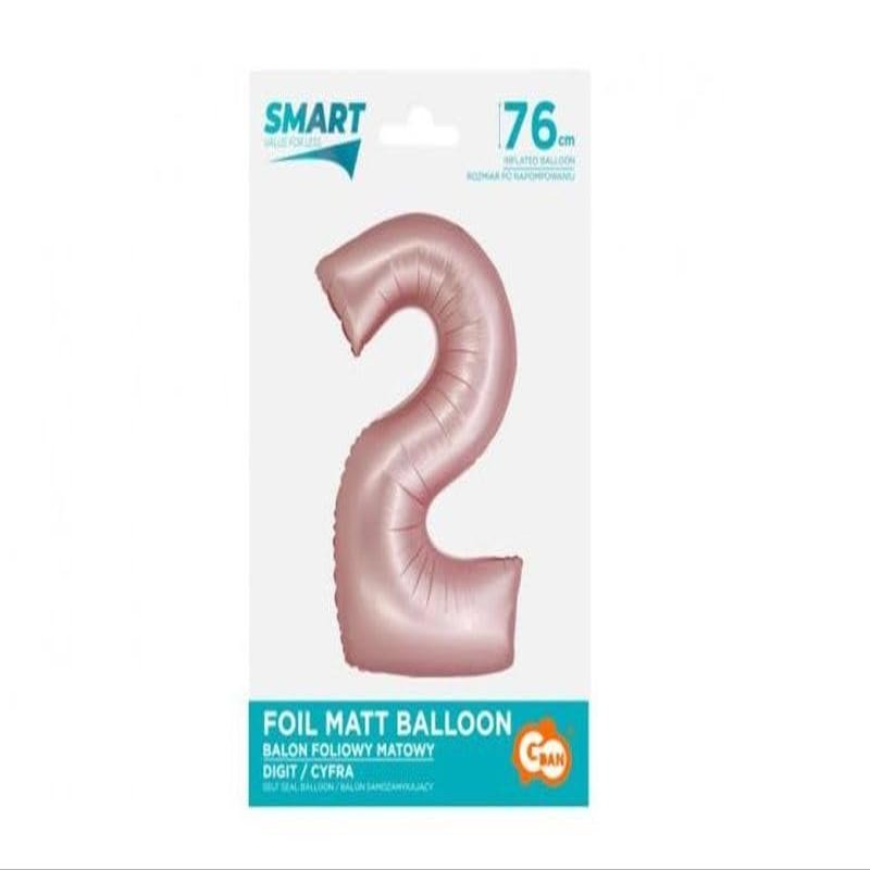 Playflip XL Rose Gold Matte Pink Number 2 Foil Balloon