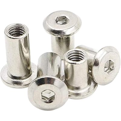 XXSLY Flat-Head Hex Socket Sleeve Nuts M3/M4/M5/M6, 100-Piece Set, 304 Stainless Steel, M6×20×8