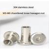 XXSLY Flat-Head Hex Socket Sleeve Nuts M3/M4/M5/M6, 100-Piece Set, 304 Stainless Steel, M6×20×8 view 2