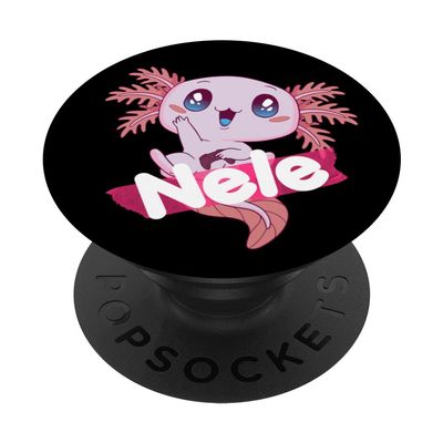 NELE - Pretty Girl's Name with Axolotl PopSockets PopGrip
