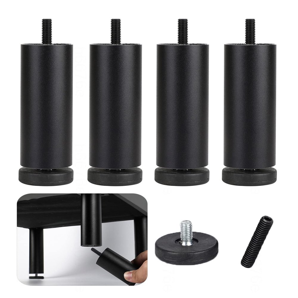 KGUDYS Black Aluminum Alloy Sofa Legs, 20 cm/7.9 in, Set of 4
