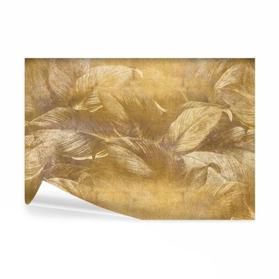 decomonkey Flower Photo Wallpaper, 100 x 70 cm, Concrete Stone Effect with Foliage