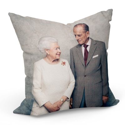 Fabulous Cushion with Cover, 40 × 40 cm, Queen Elizabeth II and Prince Philip, 2018 Vintage Photo