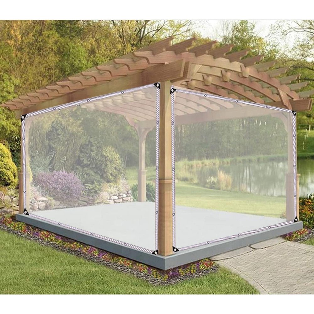 Xrdbfd Transparent Waterproof PVC Tarp with Eyelets, 1 x 2 m